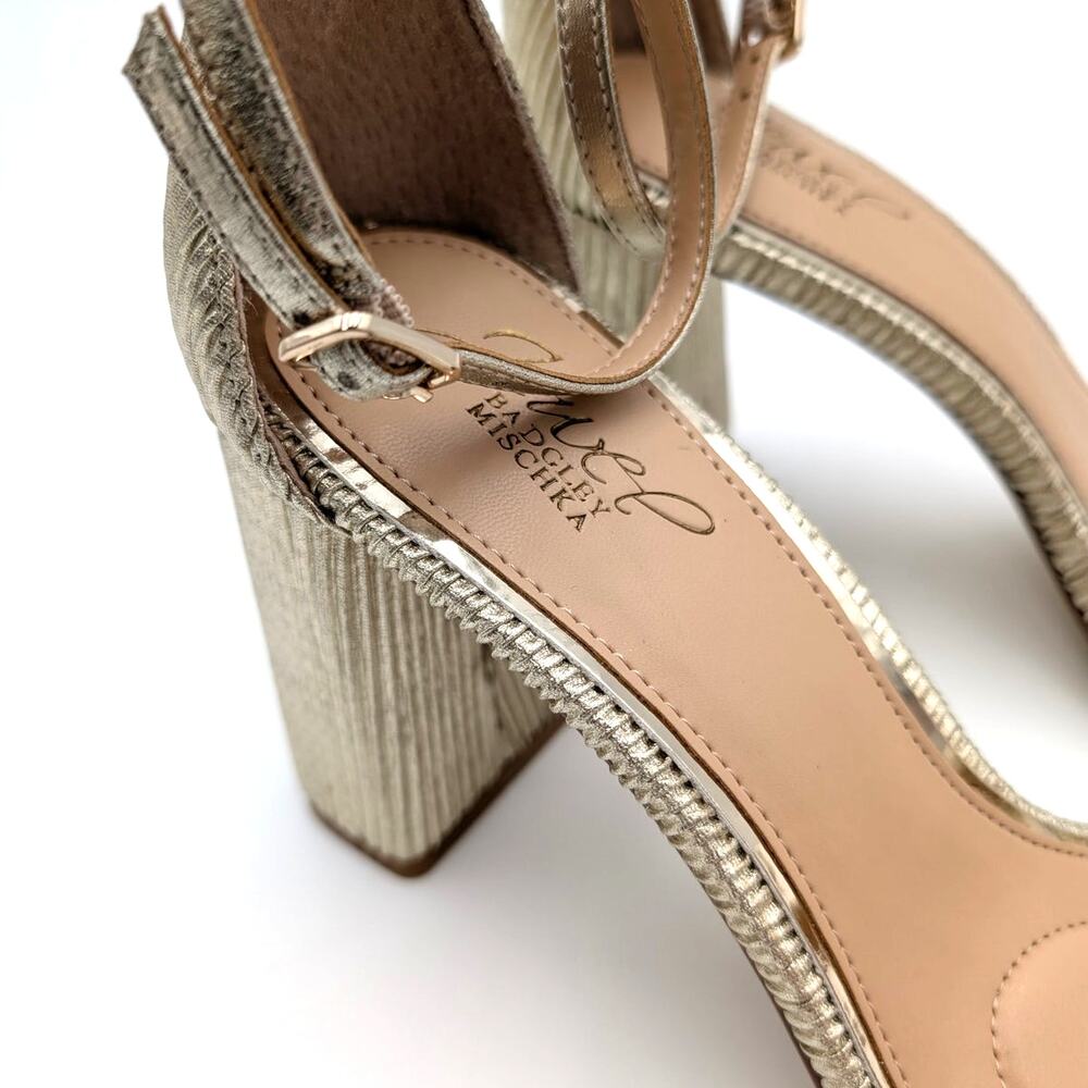 Jewel Badgley Mischka Shea Ankle Strap Sandals Champagne Gold Size US9 EU39.5 - Picture 8 of 10